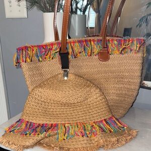 Vibrant Multicolor Fringe Straw Tote